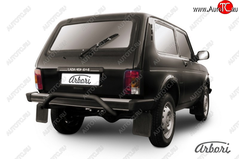 4 999 р. Защита заднего бампера Arbori (скоба, черная, 1 труба d57 mm). Лада Нива 4х4 2121 3 дв. дорестайлинг (1977-2019)  с доставкой в г. Воронеж