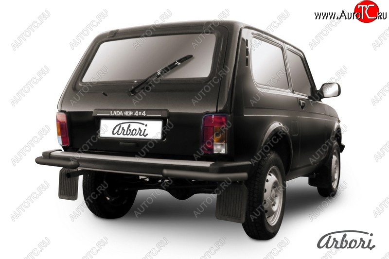 3 399 р. Защита заднего бампера Arbori (уголки, черная, 1 труба d57 mm). Лада Нива 4х4 2121 3 дв. дорестайлинг (1977-2019)  с доставкой в г. Воронеж