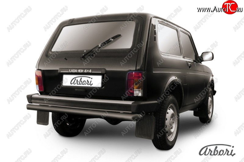 4 289 р. Защита заднего бампера Arbori (черная, 1 труба d57 mm). Лада Нива 4х4 2121 3 дв. дорестайлинг (1977-2019)  с доставкой в г. Воронеж