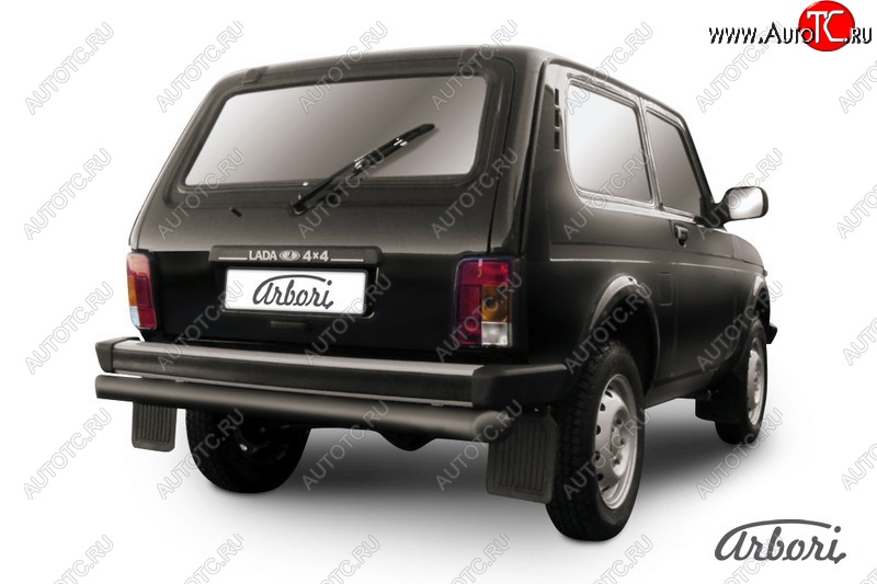 4 599 р. Защита заднего бампера (черная, 1 труба d76 mm) Arbori Лада Нива 4х4 2121 3 дв. дорестайлинг (1977-2019)  с доставкой в г. Воронеж