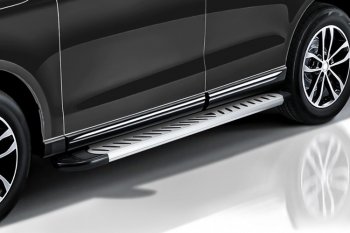 11 849 р. Пороги алюминиевые Slitkoff Chevrolet Niva 2123 рестайлинг (2009-2020) (Elite Silver)  с доставкой в г. Воронеж. Увеличить фотографию 2