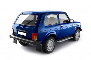 Порожки для ног из трубы Ø51 с алюминиевой площадкой URBAN Petroil Tuning Лада Нива 4х4 2121 3 дв. дорестайлинг (1977-2019)