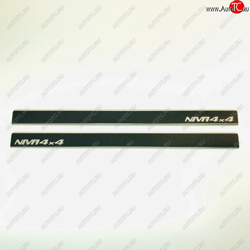 2 349 р. Накладки порожков салона INOX  ВИС 2346 ( бортовой,  фургон,) (1998-2025), ВИС 23461 ( бортовой,  фургон,) (1998-2025), Лада Нива 4х4  2121 (1977-2019), Лада нива 4х4 ( 2131,  2121 Бронто,  2121) (2014-2025) (Нержавеющая сталь + карбон)  с доставкой в г. Воронеж