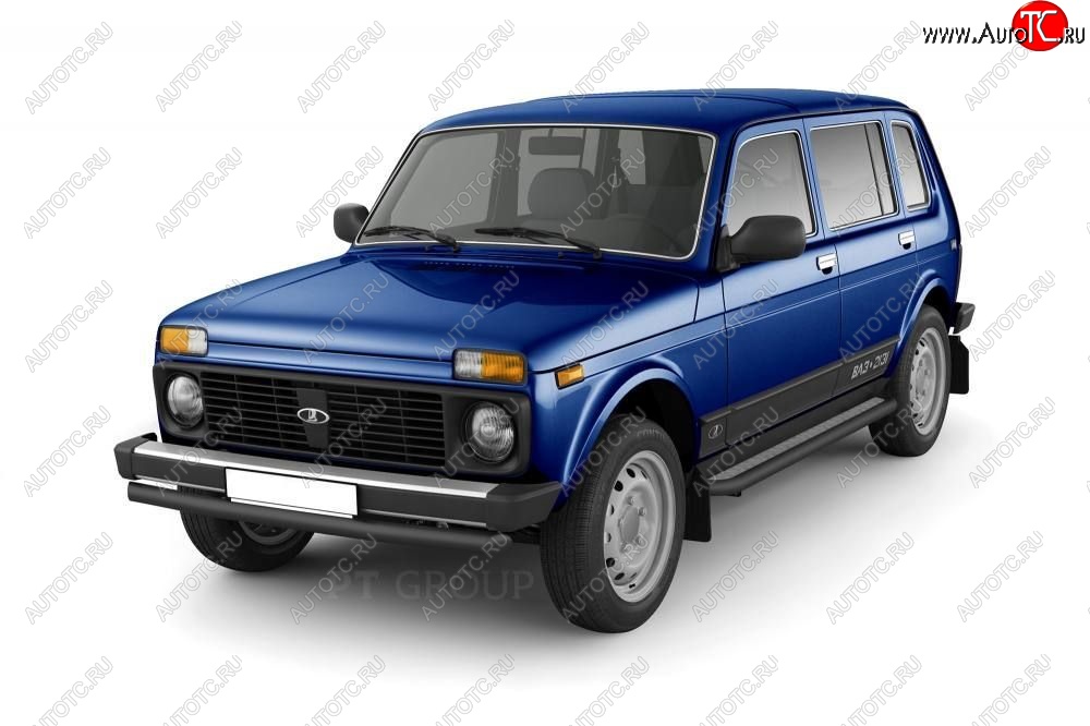 10 499 р. Порожки для ног из трубы Ø51 с алюминиевой площадкой Petroil Tuning Лада нива 4х4 2131 5 дв. дорестайлинг (1993-2019) (Сталь с полимерным покрытием в цвет: черный ❞Шагрень❝)  с доставкой в г. Воронеж