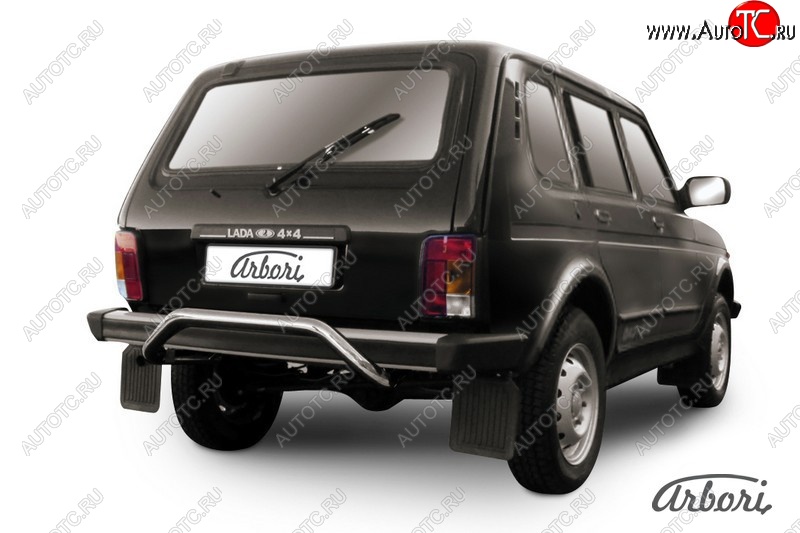 8 999 р. Защита заднего бампера Arbori (скоба, нержавейка, 1 труба d57 mm). Лада нива 4х4 2131 5 дв. дорестайлинг (1993-2019)  с доставкой в г. Воронеж