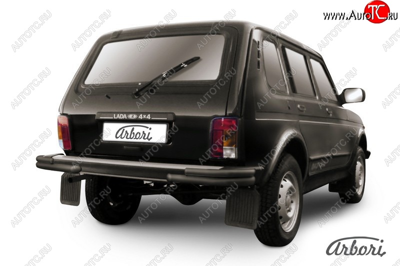 3 824 р. Защита заднего бампера Arbori (уголки, черная, 2 трубы d57 и 42 mm). Лада нива 4х4 2131 5 дв. дорестайлинг (1993-2019)  с доставкой в г. Воронеж