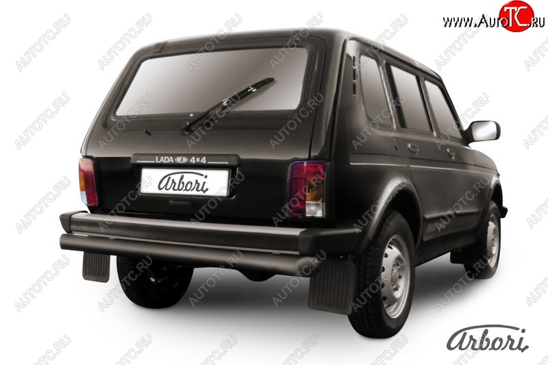 4 409 р. Защита заднего бампера Arbori (черная, 1 труба d76 mm). Лада нива 4х4 2131 5 дв. дорестайлинг (1993-2019)  с доставкой в г. Воронеж