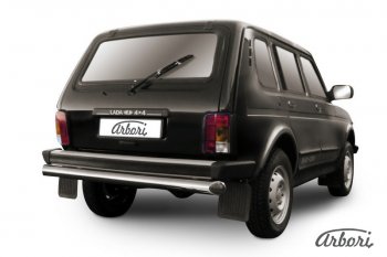 Защита заднего бампера Arbori (нержавейка, 1 труба d76 mm). Лада нива 4х4 ( 2131,  2121-80) (1993-2019) 5 дв. дорестайлинг, ФОРА