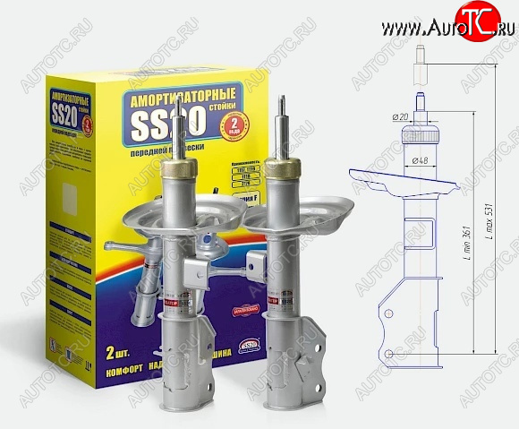 10 079 р. Амортизаторы передние SS20  Лада Веста ( 2180,  SW 2181) (2015-2025) седан дорестайлинг, универсал дорестайлинг, седан рестайлинг, универсал рестайлинг (Спорт - максимально жесткая подвеска)  с доставкой в г. Воронеж