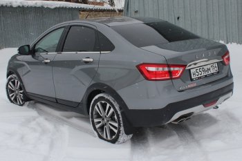 1 499 р. Хромированый молдинг крышки багажника CrTuning Лада Веста SW 2181 универсал дорестайлинг (2017-2022)  с доставкой в г. Воронеж. Увеличить фотографию 3