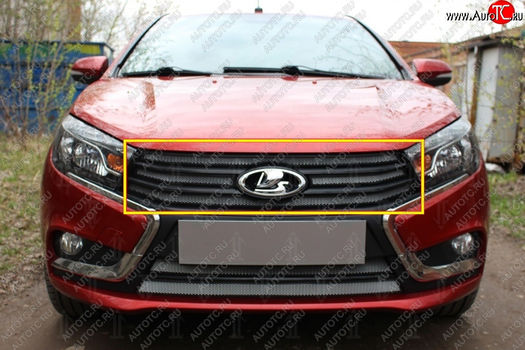 2 099 р. Защитная сетка на решётку радиатора Russtal (хром) Лада Веста SW 2181 универсал дорестайлинг (2017-2022)  с доставкой в г. Воронеж