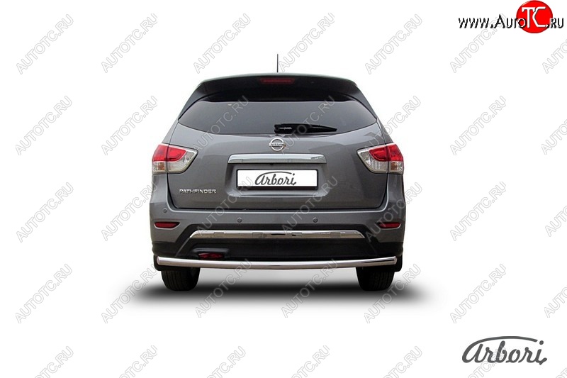 12 869 р. Защита заднего бампера Arbori (нержавейка, 1 труба d57 mm). Nissan Pathfinder R52 дорестайлинг (2012-2017)  с доставкой в г. Воронеж