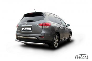 14 363 р. Защита заднего бампера Arbori (нержавейка, 1 труба d76 mm). Nissan Pathfinder R52 дорестайлинг (2012-2017)  с доставкой в г. Воронеж. Увеличить фотографию 2