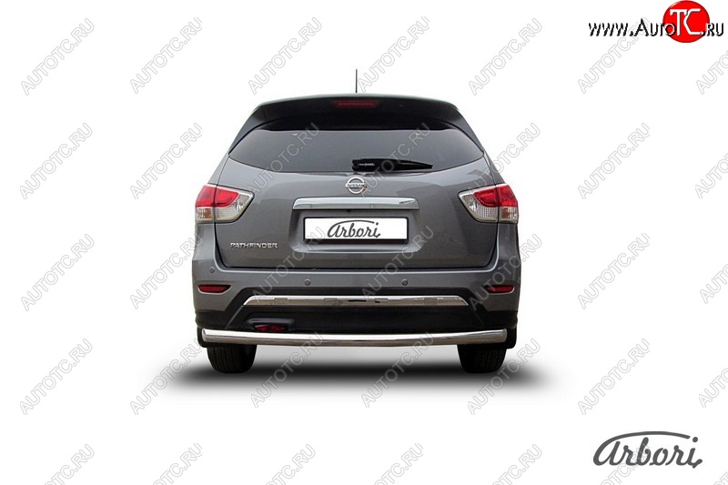 14 363 р. Защита заднего бампера Arbori (нержавейка, 1 труба d76 mm). Nissan Pathfinder R52 дорестайлинг (2012-2017)  с доставкой в г. Воронеж