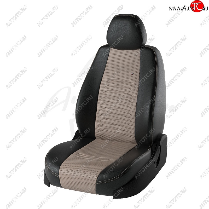 10 949 р. Чехлы для сидений Lord Autofashion Денвер (экокожа)  Лада Веста  2180 - Веста Кросс ( SW 2181,  2180) (Чёрный, вставка бежевая)  с доставкой в г. Воронеж