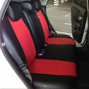 10 899 р. Чехлы для сидений Lord Autofashion Денвер (экокожа)  Лада Веста  2180 - Веста Кросс ( SW 2181,  2180) (Чёрный, вставка красная)  с доставкой в г. Воронеж. Увеличить фотографию 4