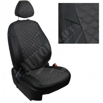 Чехлы сидений AUTOPILOT Алькантара Ромб (PC 40/60, с/без подлок.) Лада Веста ( 2180,  SW 2181) - Веста Кросс ( SW 2181,  2180) (Черный + Темно серый)