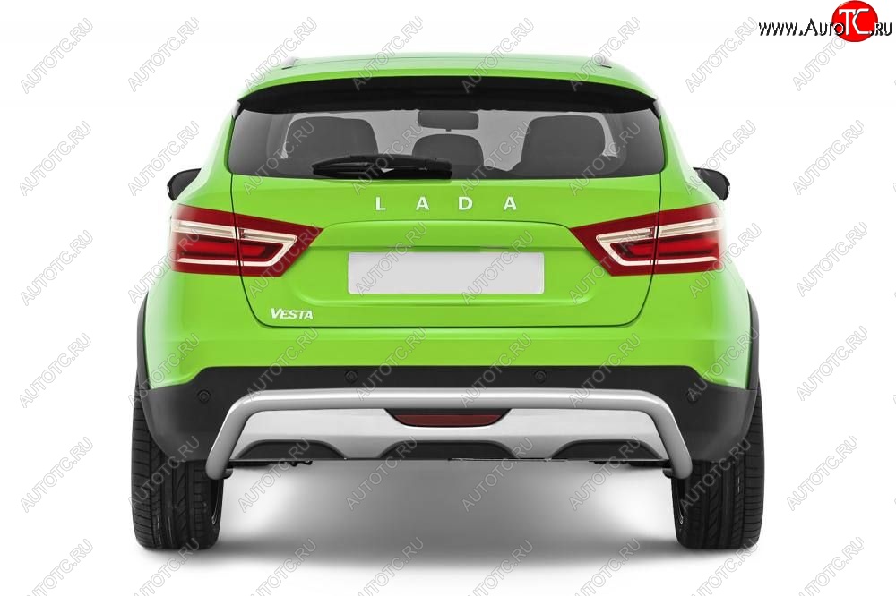15 149 р. Защита заднего бампера PT GROUP Ø51мм (НПС) LADA Vesta SW Cross 2017- Лада Веста SW 2181 универсал дорестайлинг (2017-2022) (Нержавеющая полированная сталь)  с доставкой в г. Воронеж