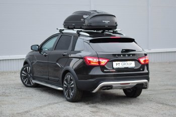 15 149 р. Защита заднего бампера PT GROUP Ø51мм (НПС) LADA Vesta SW Cross 2017- Лада Веста SW 2181 универсал дорестайлинг (2017-2022) (Нержавеющая полированная сталь)  с доставкой в г. Воронеж. Увеличить фотографию 3