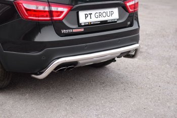 15 149 р. Защита заднего бампера PT GROUP Ø51мм (НПС) LADA Vesta SW Cross 2017- Лада Веста SW 2181 универсал дорестайлинг (2017-2022) (Нержавеющая полированная сталь)  с доставкой в г. Воронеж. Увеличить фотографию 4