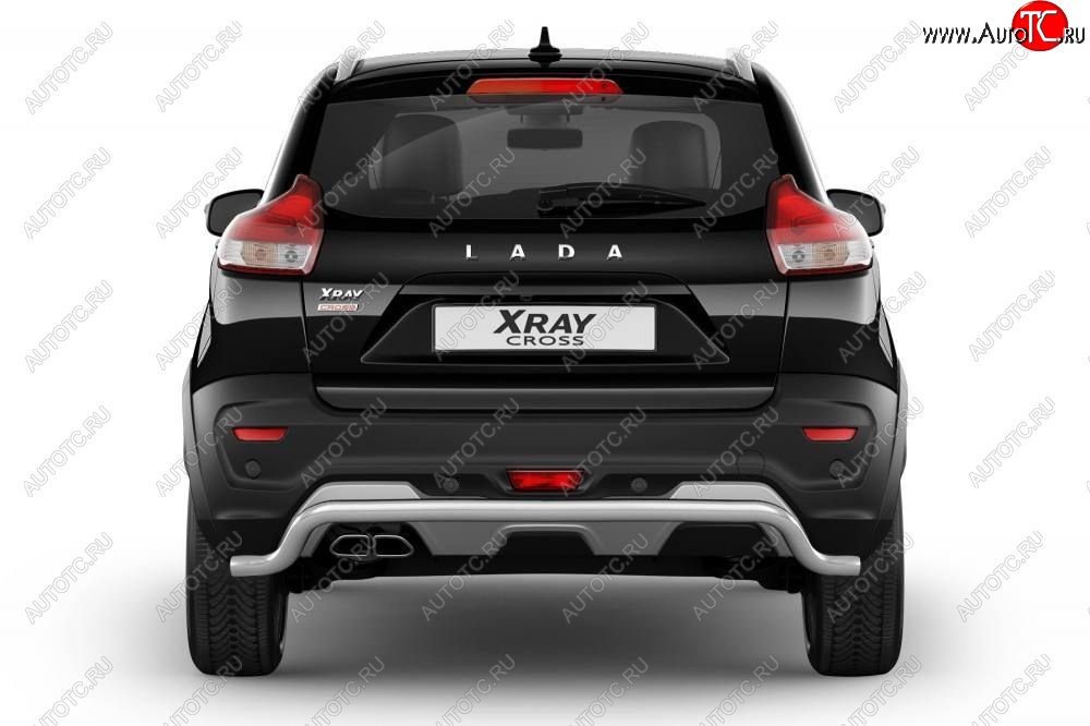 13 499 р. Защита заднего бампера PT GROUP Ø51мм Волна (НПС) LADA XRay Cross 2018-  Лада Веста SW 2181 универсал дорестайлинг (2017-2022) (Нержавеющая полированная сталь)  с доставкой в г. Воронеж