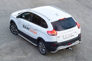 13 499 р. Защита заднего бампера PT GROUP Ø51мм Волна (НПС) LADA XRay Cross 2018-  Лада Веста SW 2181 универсал дорестайлинг (2017-2022) (Нержавеющая полированная сталь)  с доставкой в г. Воронеж. Увеличить фотографию 4