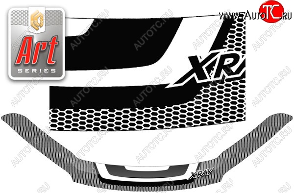 2 399 р. Дефлектор капота CA-Plastiс  Лада XRAY - XRAY Cross (Серия Art серебро)  с доставкой в г. Воронеж