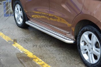24 149 р. Порожки для ног из трубы Ø51 с алюминиевой площадкой Petroil Tuning  Лада XRAY (2016-2022) (Нержавеющая полированная сталь)  с доставкой в г. Воронеж. Увеличить фотографию 4