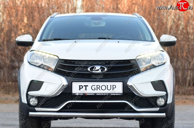11 499 р. Защита переднего бампера одинарная из трубы d51 мм Cross Petroil Tuning  Лада XRAY (2016-2022) (Нержавеющая полированная сталь)  с доставкой в г. Воронеж