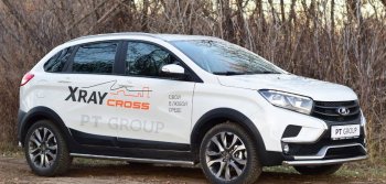 11 499 р. Защита переднего бампера одинарная из трубы d51 мм Cross Petroil Tuning  Лада XRAY (2016-2022) (Нержавеющая полированная сталь)  с доставкой в г. Воронеж. Увеличить фотографию 2