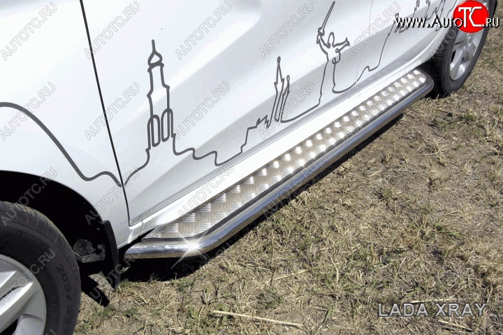 14 449 р. Широкая защита порогов с трубой диаметром d42 Slitkoff Лада XRAY (2016-2022) (Цвет: нержавеющая полированная сталь)  с доставкой в г. Воронеж