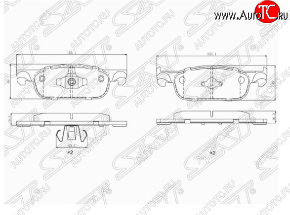 1 259 р. Комплект передних тормозных колодок SAT  Лада XRAY (2016-2022)  с доставкой в г. Воронеж