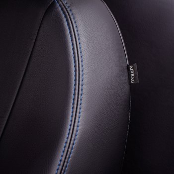 7 199 р. Чехлы для сидений Lord Autofashion Турин Ромб (экокожа, спинка 60/40, 3 Г-образных подголовника)  Лада XRAY Cross (2018-2022) (Черный, вставка черная, строчка синяя)  с доставкой в г. Воронеж. Увеличить фотографию 5