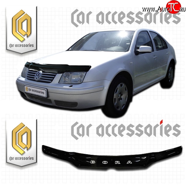 1 999 р. Дефлектор капота CA Plastic  Volkswagen Bora (1998-2005) (Classic черный, Без надписи)  с доставкой в г. Воронеж