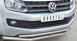 18 549 р. Защита переднего бампера (2 трубыØ63 и 42 мм, нержавейка) SLITKOFF Volkswagen Amarok дорестайлинг (2009-2016)  с доставкой в г. Воронеж. Увеличить фотографию 2
