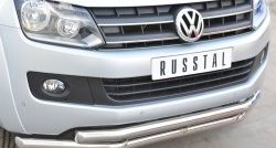 18 999 р. Защита переднего бампера (2 трубыØ63 мм, нержавейка) SLITKOFF Volkswagen Amarok дорестайлинг (2009-2016)  с доставкой в г. Воронеж. Увеличить фотографию 2