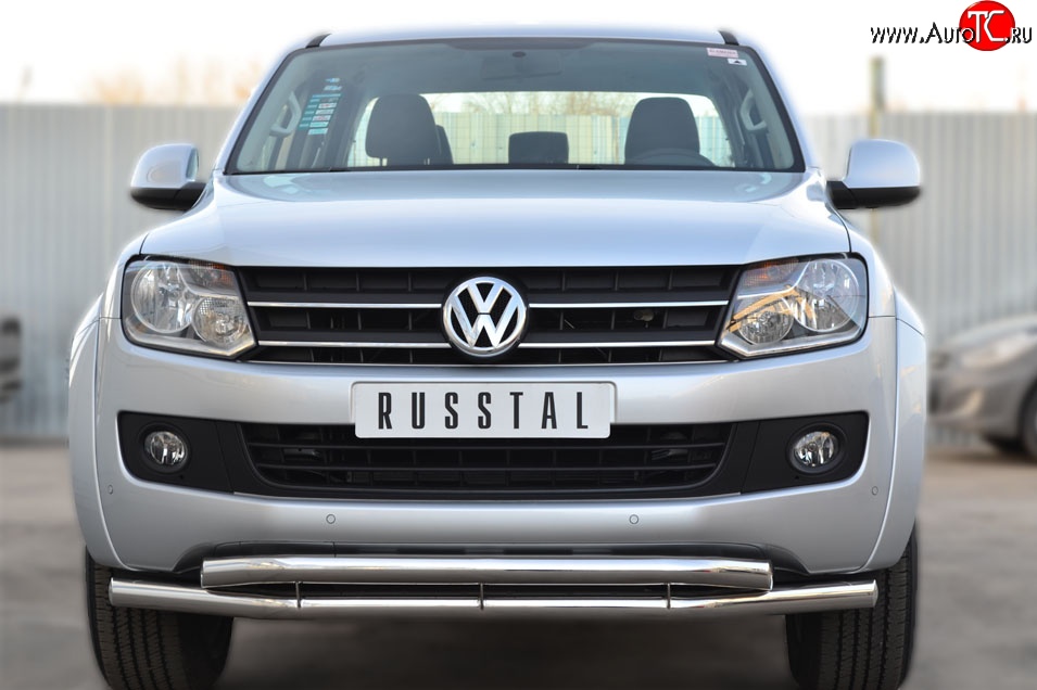 18 999 р. Защита переднего бампера (2 трубыØ63 мм, нержавейка) SLITKOFF Volkswagen Amarok дорестайлинг (2009-2016)  с доставкой в г. Воронеж