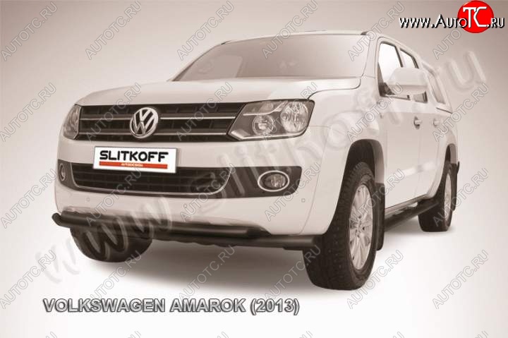 14 499 р. Защита переднего бампер Slitkoff  Volkswagen Amarok (2009-2016) дорестайлинг (Цвет: серебристый)  с доставкой в г. Воронеж