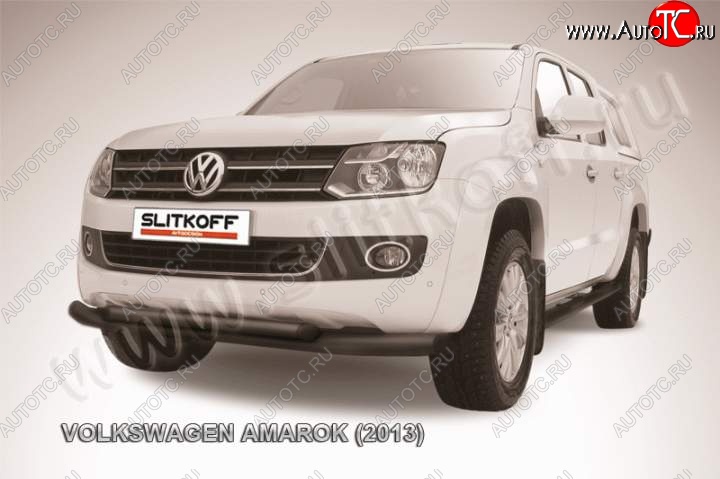 14 999 р. Защита переднего бампер Slitkoff Volkswagen Amarok дорестайлинг (2009-2016) (Цвет: серебристый)  с доставкой в г. Воронеж