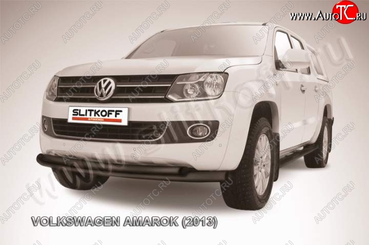15 999 р. Защита переднего бампер Slitkoff Volkswagen Amarok дорестайлинг (2009-2016) (Цвет: серебристый)  с доставкой в г. Воронеж