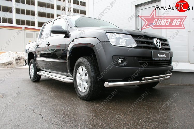 17 009 р. Защита переднего бампера двойная Souz-96 (d76/42)  Volkswagen Amarok (2009-2016) дорестайлинг  с доставкой в г. Воронеж