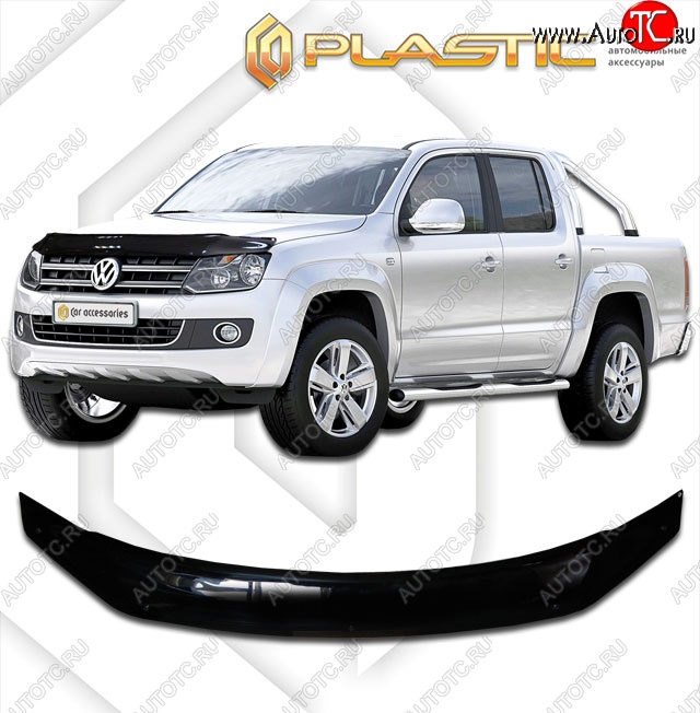 2 079 р. Дефлектор капота CA-Plastik  Volkswagen Amarok (2016-2022) рестайлинг (Classic черный, Без надписи)  с доставкой в г. Воронеж