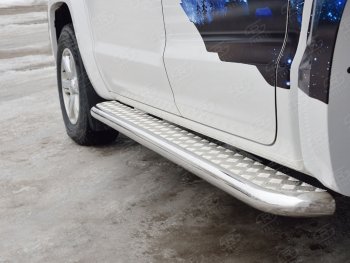 30 799 р. Порожки для ног (труба Ø63) SLITKOFF  Volkswagen Amarok (2016-2022) рестайлинг (лист алюминий, профиль сталь)  с доставкой в г. Воронеж. Увеличить фотографию 2