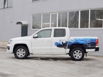 30 799 р. Порожки для ног (труба Ø63) SLITKOFF  Volkswagen Amarok (2016-2022) рестайлинг (лист алюминий, профиль сталь)  с доставкой в г. Воронеж. Увеличить фотографию 4