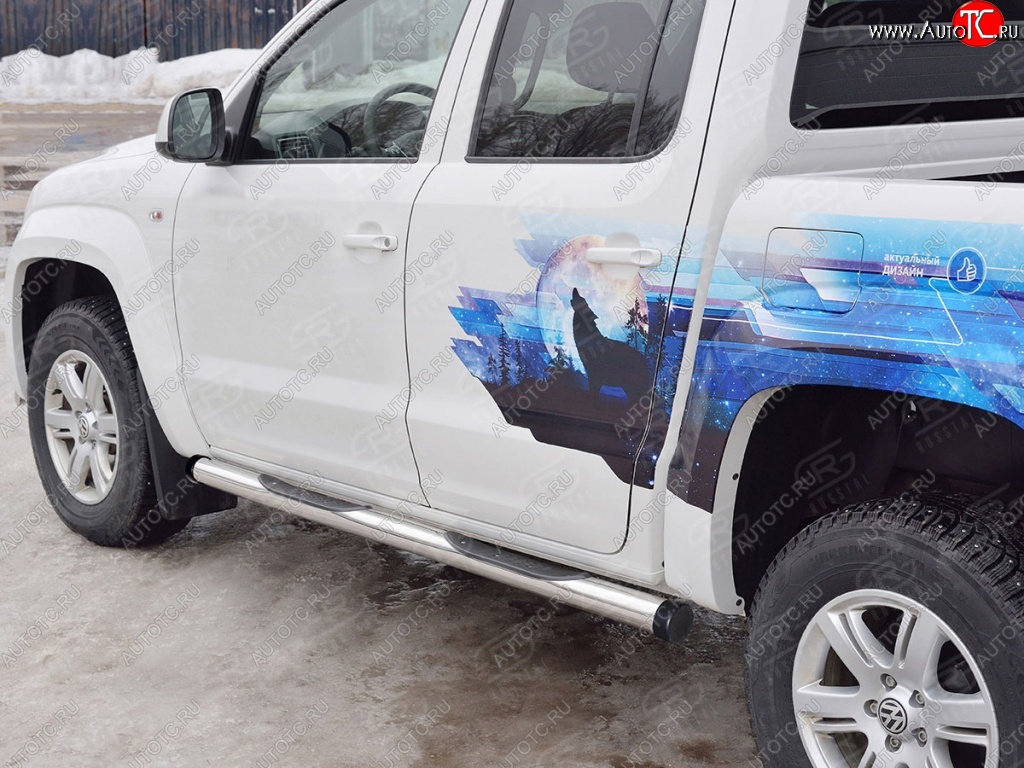 22 549 р. Пороги труба d76 с накладкой (v2) SLITKOFF  Volkswagen Amarok (2016-2022) рестайлинг  с доставкой в г. Воронеж
