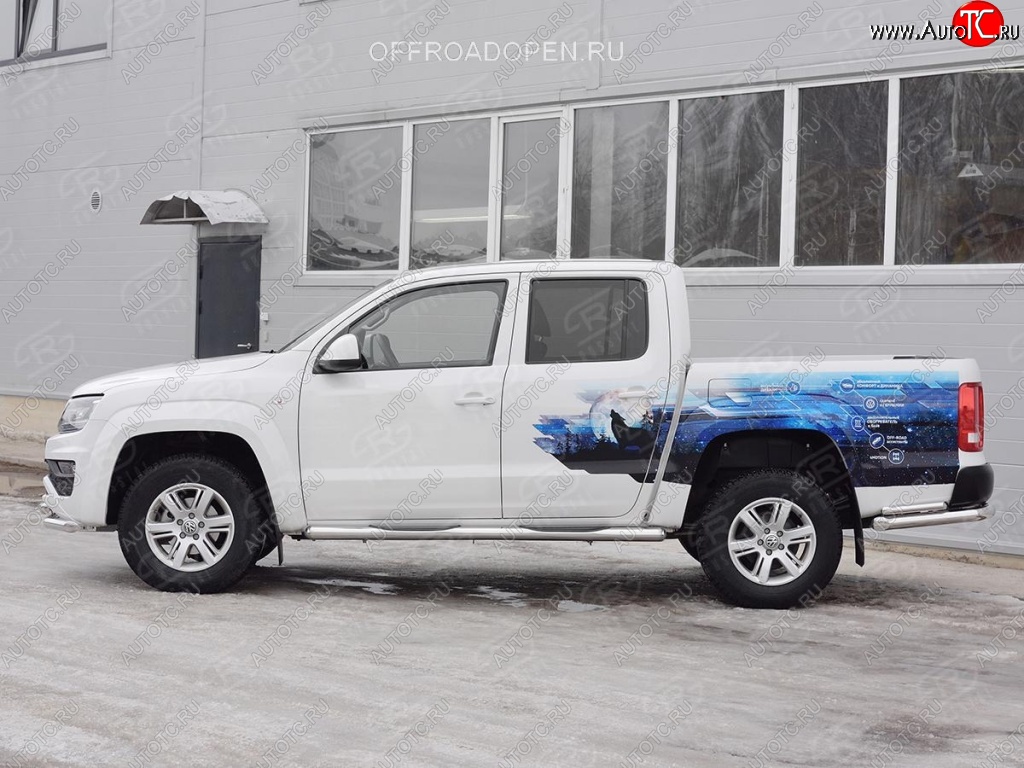 24 549 р. Пороги труба d76 с накладкой (v3) SLITKOFF  Volkswagen Amarok (2016-2022) рестайлинг  с доставкой в г. Воронеж