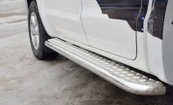32 849 р. Порожки для ног (труба Ø63) SLITKOFF  Volkswagen Amarok (2016-2022) рестайлинг (лист - нержавейка, профиль - нержавейка)  с доставкой в г. Воронеж. Увеличить фотографию 2
