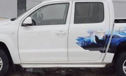 32 849 р. Порожки для ног (труба Ø63) SLITKOFF  Volkswagen Amarok (2016-2022) рестайлинг (лист - нержавейка, профиль - нержавейка)  с доставкой в г. Воронеж. Увеличить фотографию 4