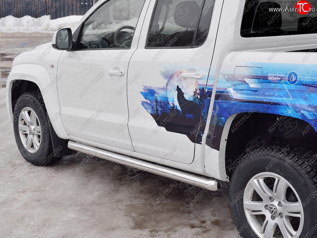23 799 р. Защита порогов из круглой трубы диаметром 76 мм SLITKOFF Volkswagen Amarok рестайлинг (2016-2022)  с доставкой в г. Воронеж