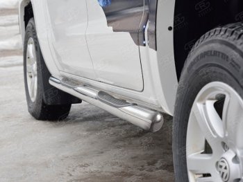24 549 р. Защита порогов SLITKOFF из трубы d76 мм с пластиковыми вставками для ног v3  Volkswagen Amarok (2016-2022) рестайлинг  с доставкой в г. Воронеж. Увеличить фотографию 2